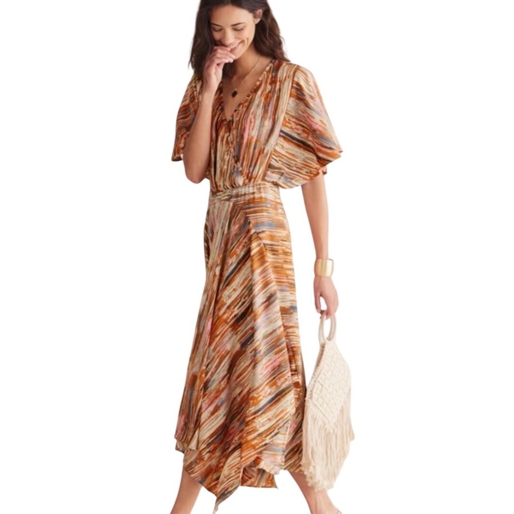 Soft Surroundings Cyra Painted Stripe Maxi Dress Womens Sz Medium‎ New With Tag